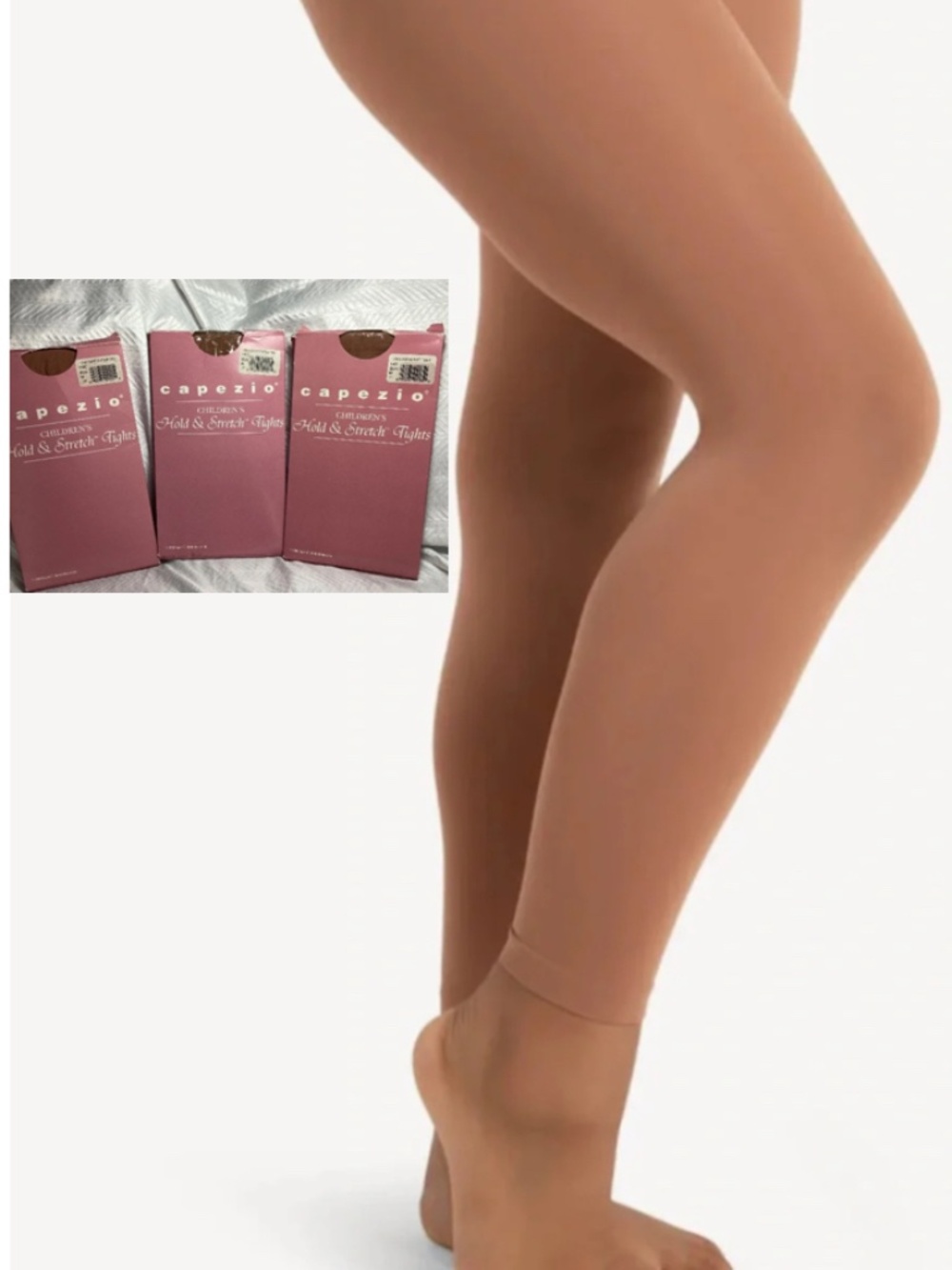 Capezio Hold & Stretch DANCE tights CHILD M 1 Reg+ 2 Footless Suntan -Qty 3 NEW